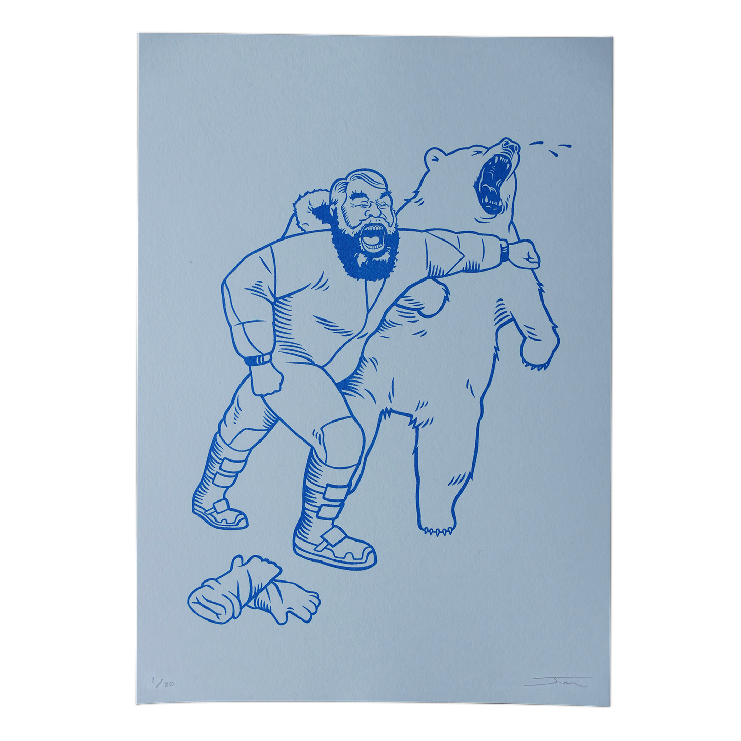 Brian & The Bear - Ltd Risograph Print