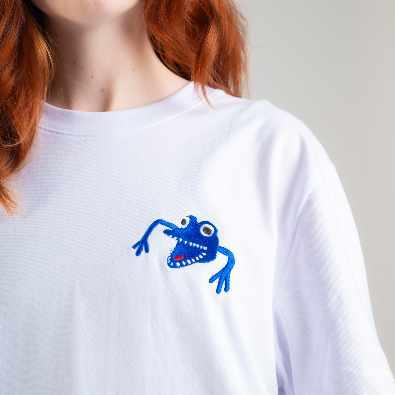 Finger Thing - White Unisex Embroidered T-shirt