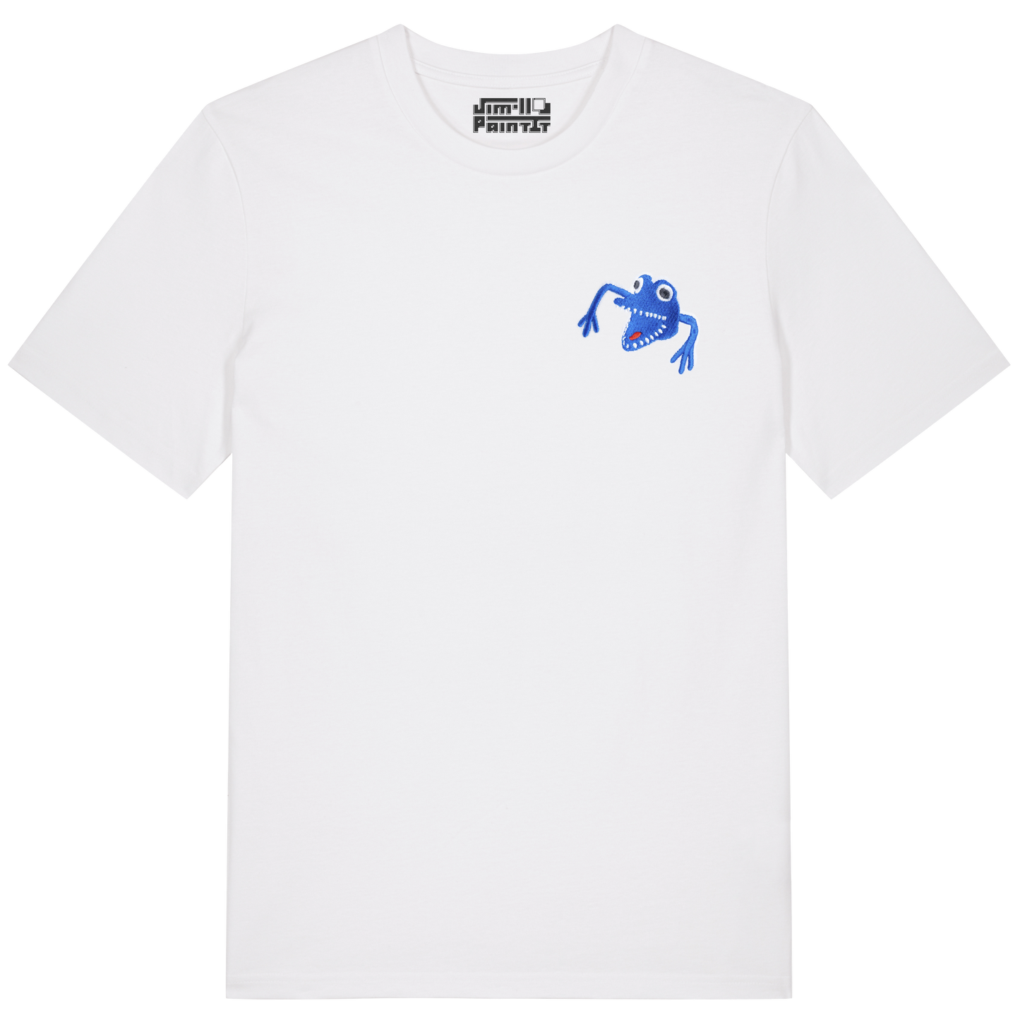 Finger Thing - White Unisex Embroidered T-shirt