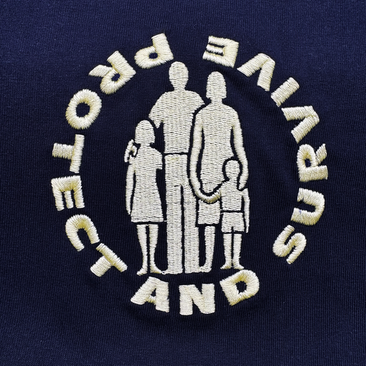 Protect and Survive - Embroidered Heavy Weight T-shirt