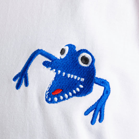 Finger Thing - White Unisex Embroidered T-shirt