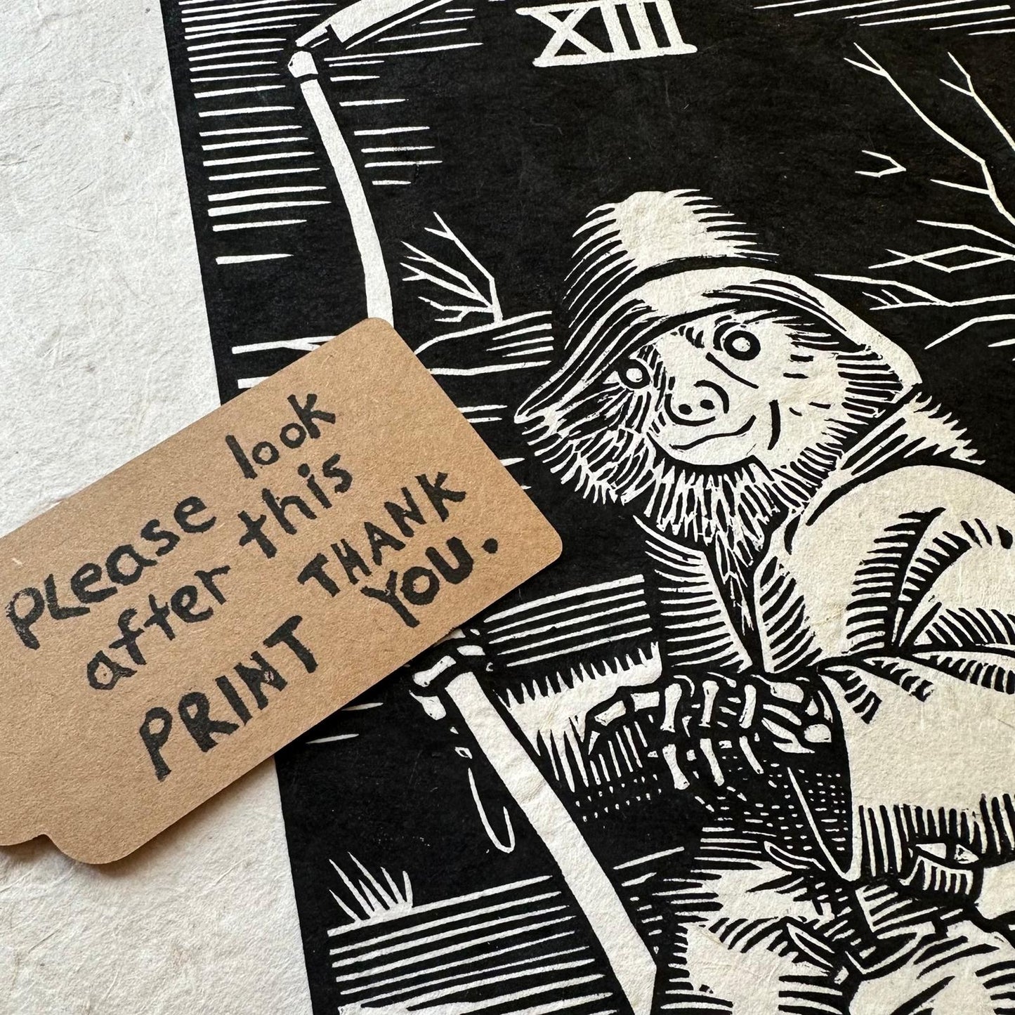 Jim x Anna Lansley: Death Linocut Print