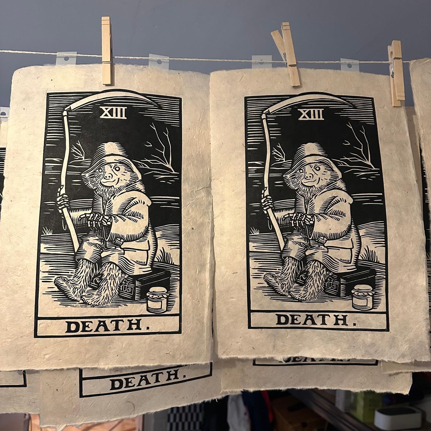 Jim x Anna Lansley: Death Linocut Print