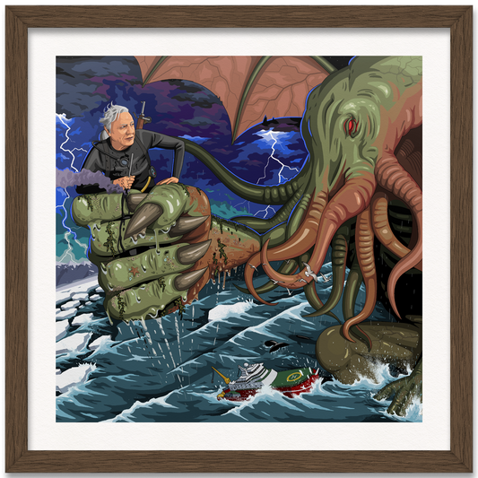 Attenborough vs Cthulhu Art Print