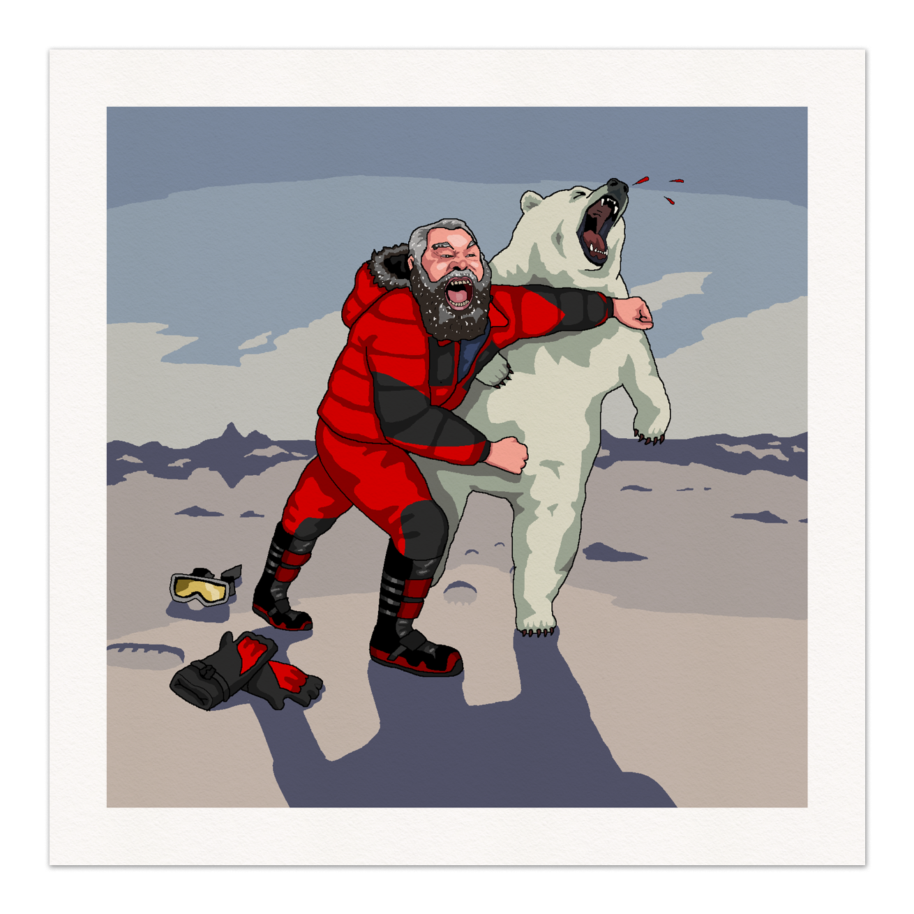 Brian Blessed Punching A Polar Bear Art Print