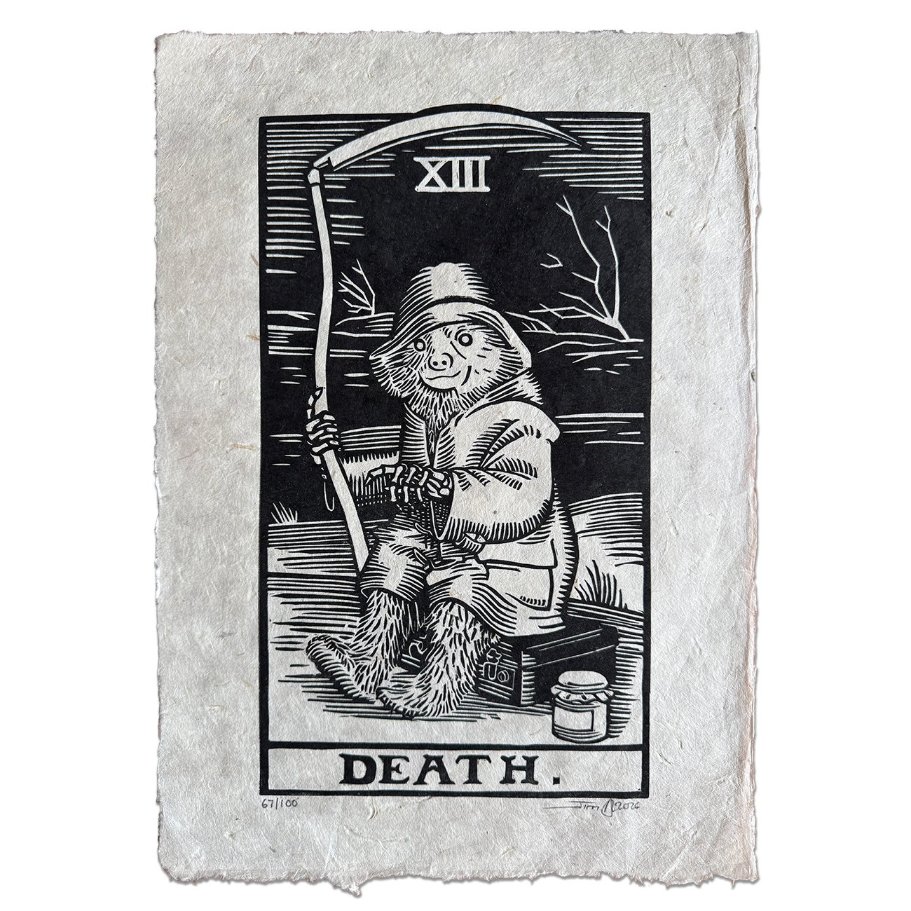 Jim x Anna Lansley: Death Linocut Print