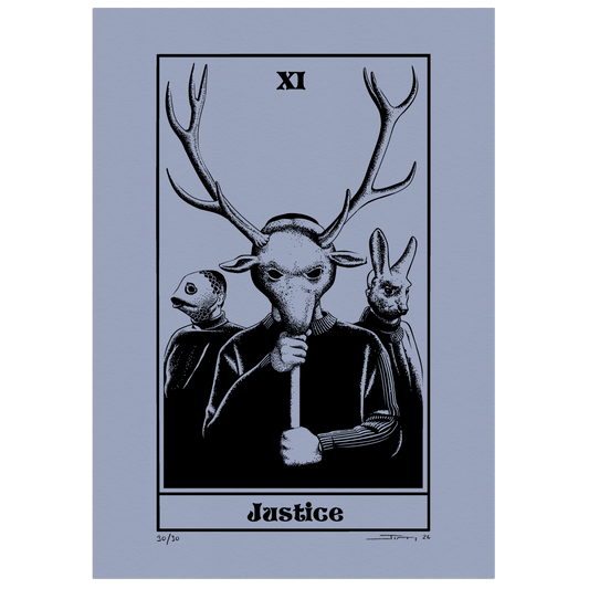 Justice - Ltd Blue Risograph Print