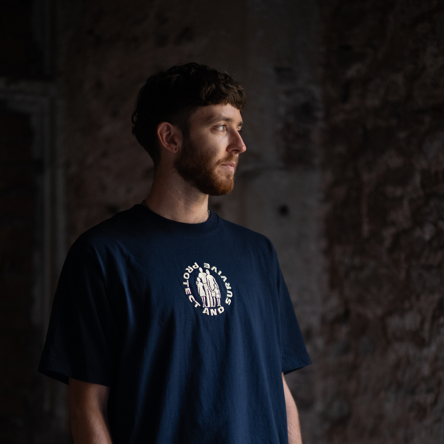 Protect and Survive - Embroidered Heavy Weight T-shirt