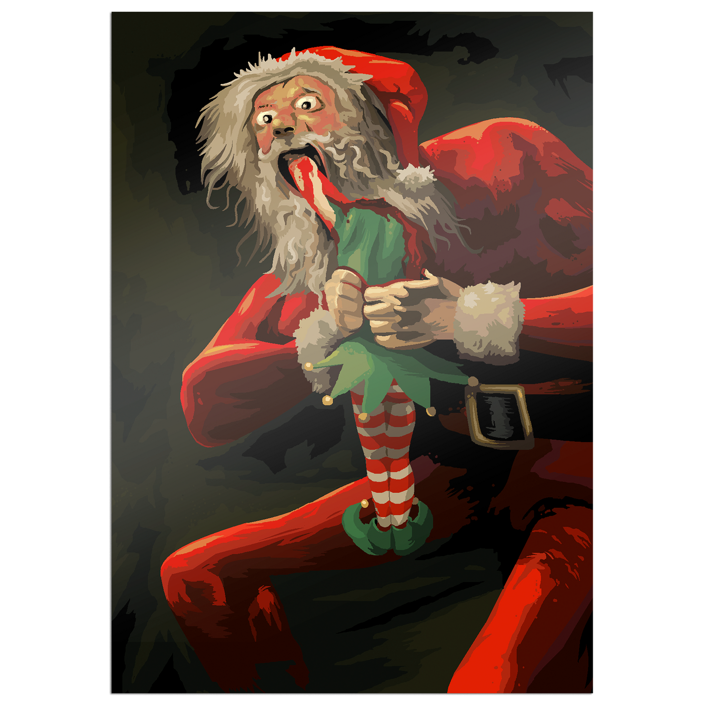 Santa Devouring An Elf - Poster Print