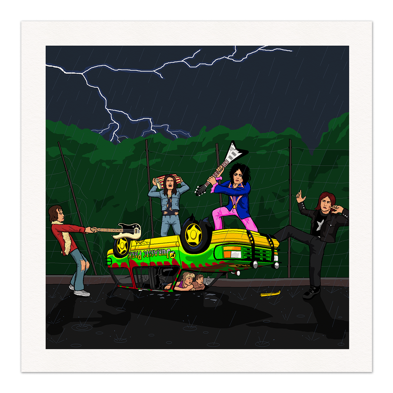 T-Rex Attack Art Print